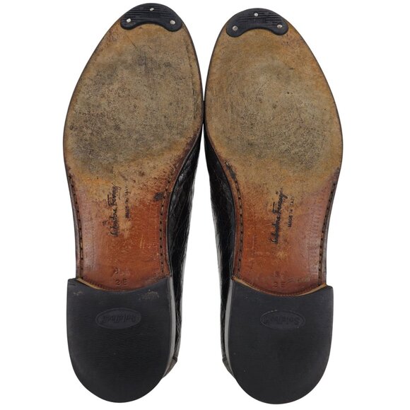 Salvatore Ferragamo Exotic Brown Crocodile Dress Shoes Mens 8.5EE Penny Loafers main image 9